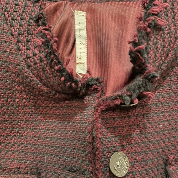 Willow & Clay Burgundy/Black Raw Edge Blazer - Picture 5 of 5